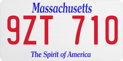 MA license plate 9ZT710