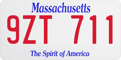 MA license plate 9ZT711