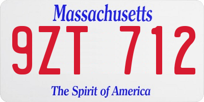 MA license plate 9ZT712