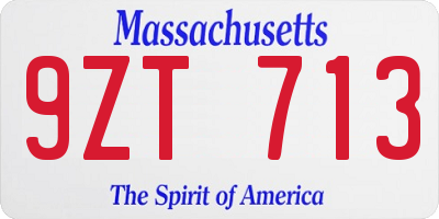 MA license plate 9ZT713