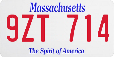 MA license plate 9ZT714