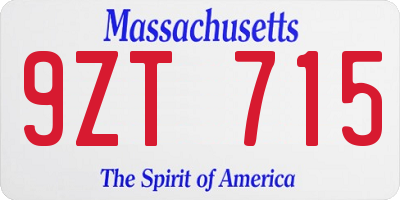 MA license plate 9ZT715