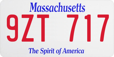 MA license plate 9ZT717