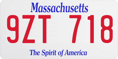 MA license plate 9ZT718