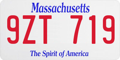 MA license plate 9ZT719