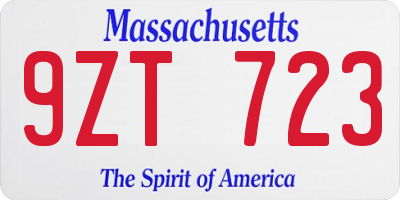 MA license plate 9ZT723