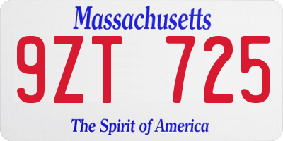 MA license plate 9ZT725