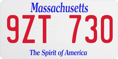 MA license plate 9ZT730