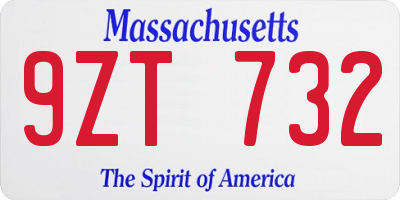 MA license plate 9ZT732