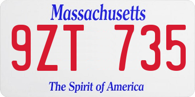 MA license plate 9ZT735