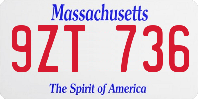 MA license plate 9ZT736