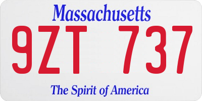 MA license plate 9ZT737