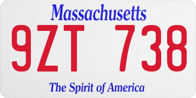 MA license plate 9ZT738