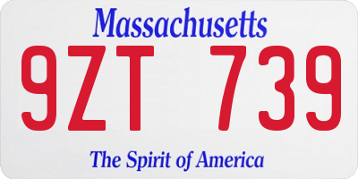 MA license plate 9ZT739