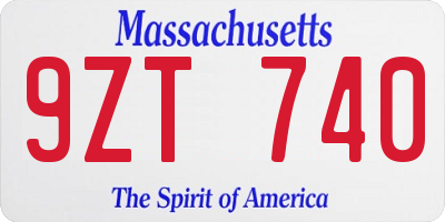 MA license plate 9ZT740