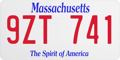 MA license plate 9ZT741