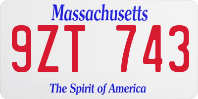 MA license plate 9ZT743