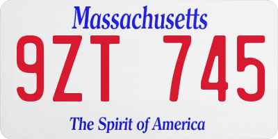 MA license plate 9ZT745