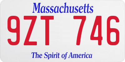 MA license plate 9ZT746