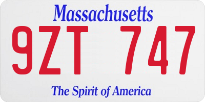 MA license plate 9ZT747