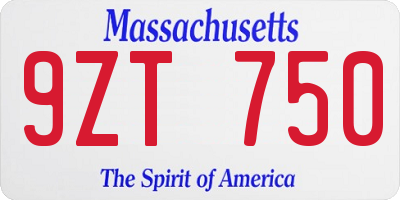 MA license plate 9ZT750