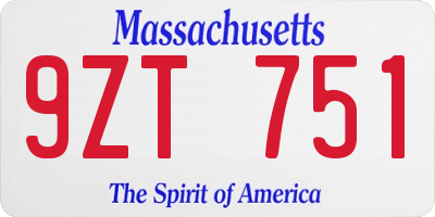 MA license plate 9ZT751