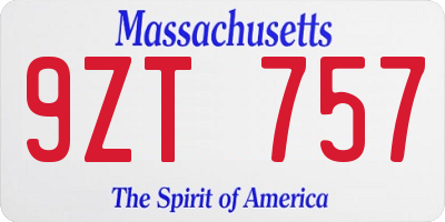 MA license plate 9ZT757