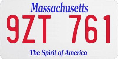 MA license plate 9ZT761