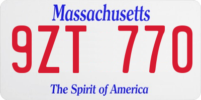 MA license plate 9ZT770