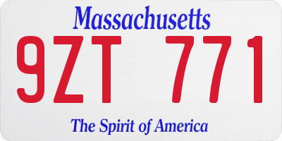 MA license plate 9ZT771