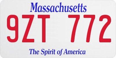 MA license plate 9ZT772