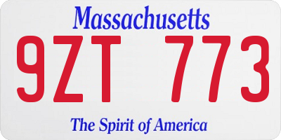 MA license plate 9ZT773