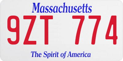 MA license plate 9ZT774