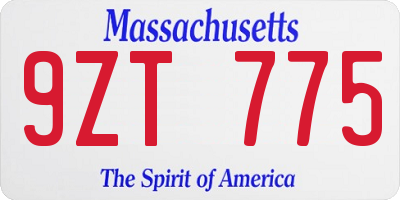 MA license plate 9ZT775