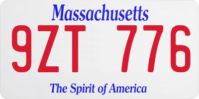 MA license plate 9ZT776