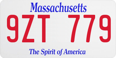 MA license plate 9ZT779