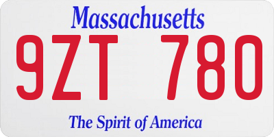 MA license plate 9ZT780