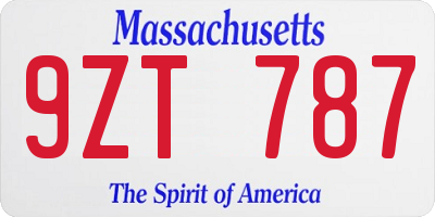 MA license plate 9ZT787