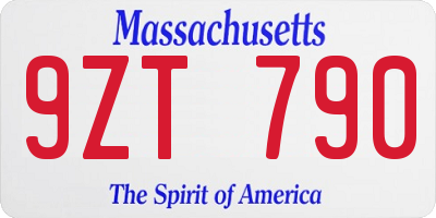 MA license plate 9ZT790