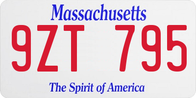 MA license plate 9ZT795