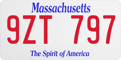 MA license plate 9ZT797