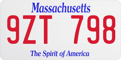 MA license plate 9ZT798