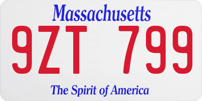 MA license plate 9ZT799