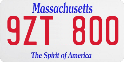 MA license plate 9ZT800