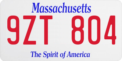 MA license plate 9ZT804