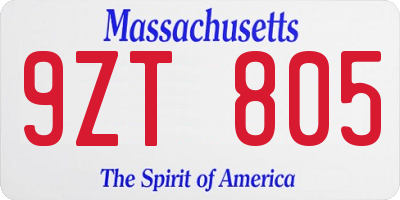 MA license plate 9ZT805