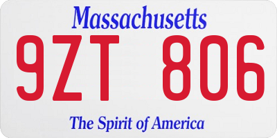 MA license plate 9ZT806