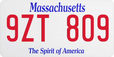 MA license plate 9ZT809