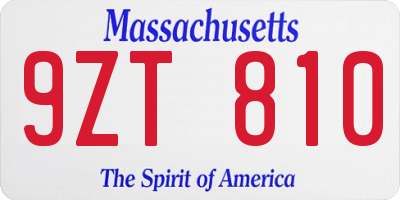 MA license plate 9ZT810