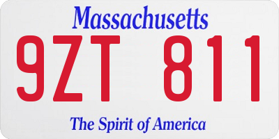 MA license plate 9ZT811